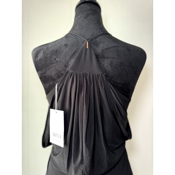 MISA Los Angeles Black Domino Draped Front Tie Dress Size XS - Picture 5 of 10